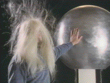 Rex finds other uses for static in a Van Da Graff generator